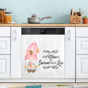 coffee gnome wood texture dishwasher magnet cover our kitchen seasoned with love magnetic sticker dish washer door panel cover fridge appliance magnet decal sheet kitchen decor 23x26 inch