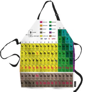 ssoiu chemistry cooking apron, periodic table of elements chemistry student educational science kitchen apron for baking/bbq men women unisex waterproof 31x27 inches