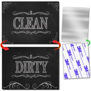 kiwe home reversible double sided dishwasher magnet. clean dirty flexible flip 3x4 inch big size flipside black and white chalkboard curve design perfect kitchen addition premium flip sign indicator