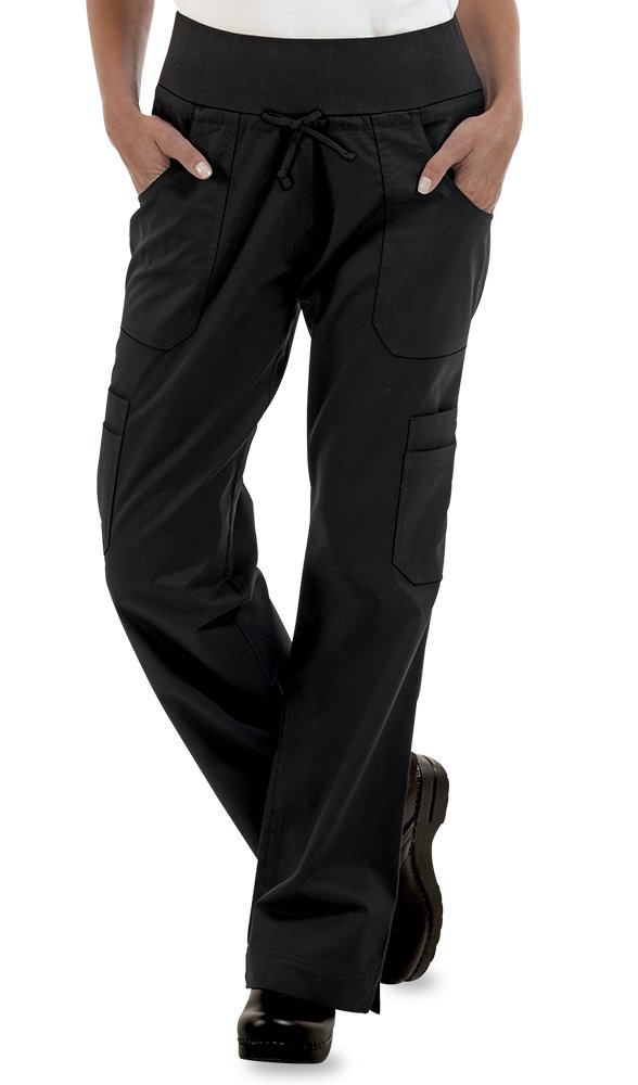 ChefUniforms.com Womens Stretch Yoga Cargo Chef Pant,Black,Large