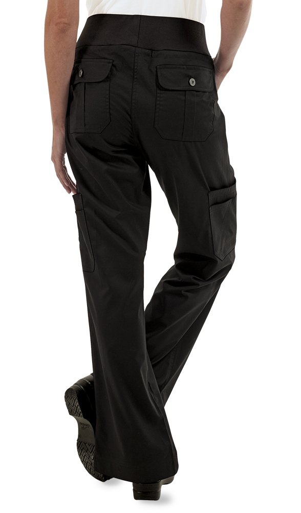 ChefUniforms.com Womens Stretch Yoga Cargo Chef Pant,Black,Large