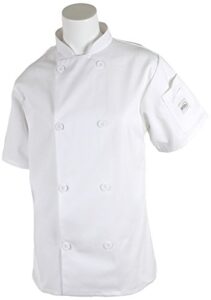 mercer culinary m60023whm millennia women's short sleeve cook jacket with traditional buttons, medium, white