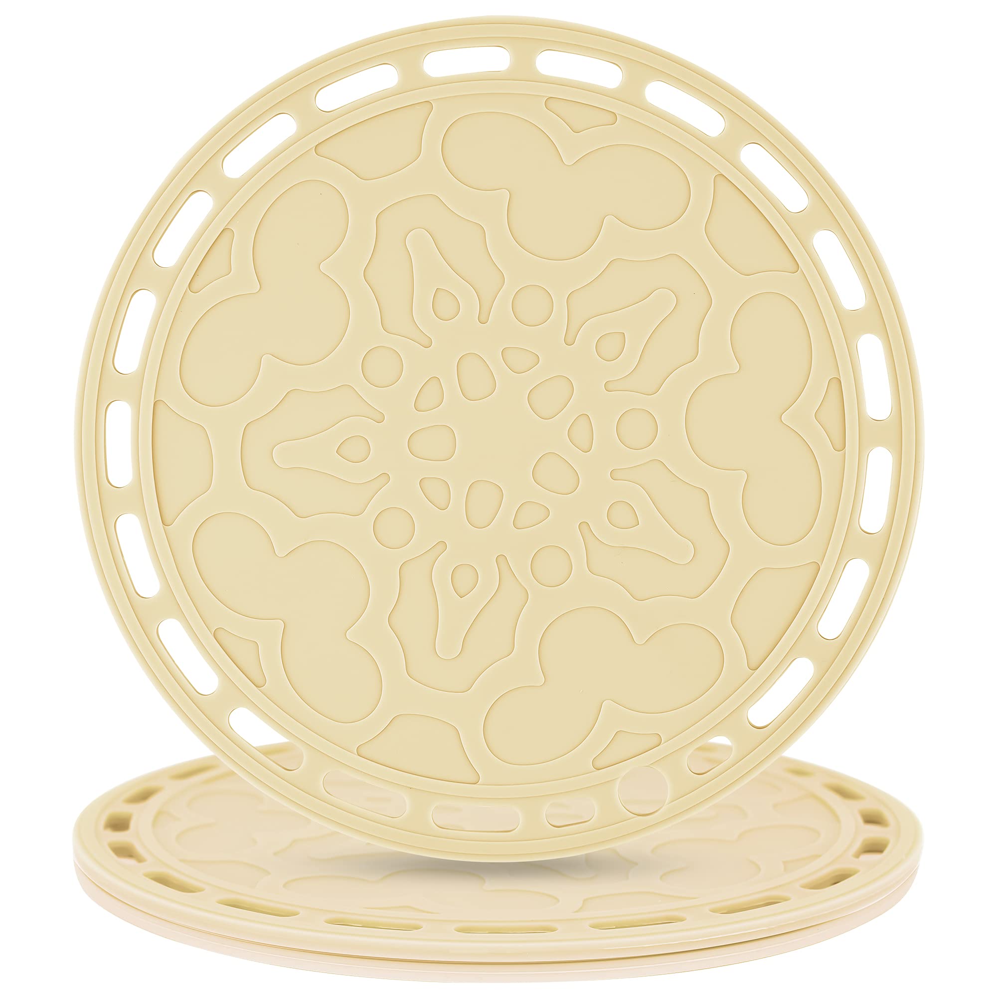 Smithcraft Silicone Trivets Mats Big Round Silicone Pot Holder Hot Pads and Trivets for Hot Dishes and Hot Pots, Hot Mats for Countertops, Tables, Spoon Rest Small Place Mats Set of 3 (Beige)