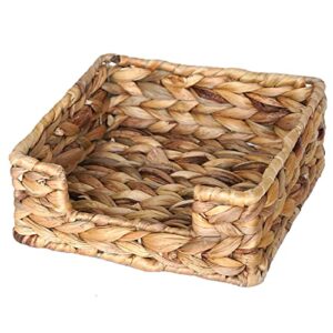 hiwafifi water hyacinth napkin holder, 7" woven servilletero for table, farmhouse wicker napkin baskets for cocktail paper napkins, rattan guest towel napkin tray for kitchen bathroom decor, square
