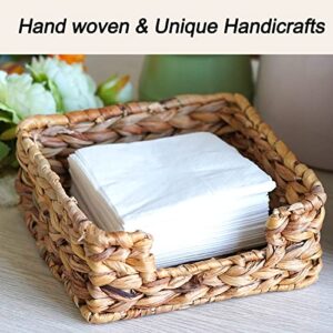 Hiwafifi Water Hyacinth Napkin Holder, 7" Woven Servilletero For Table, Farmhouse Wicker Napkin Baskets For Cocktail Paper Napkins, Rattan Guest Towel Napkin Tray For Kitchen Bathroom Decor, Square