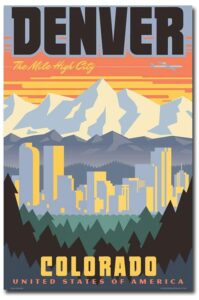 denver colorado vintage style travel vintage art refrigerator magnet size 2.5" x 3.7"