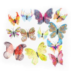 12PCS PVC 3D Butterfly Fridge Magnets Refrigerator Magnets Wall Stickers with Magnet for Wall Decor Art Decor Crafts Home Party Decoration