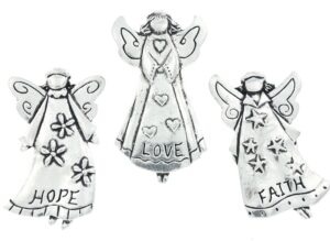 faith love hope angels set of 3 pewter magnets w/ gift box