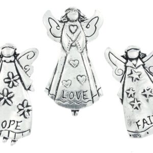 Faith Love Hope Angels Set of 3 Pewter Magnets w/ Gift Box