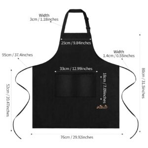Viedouce 2 Packs Aprons Cotton,Cooking Kitchen Aprons,Adjustable Chef Apron with Pockets for Men Women,Black Aprons for Restaurant Garden Artist Garden BBQ,School,House