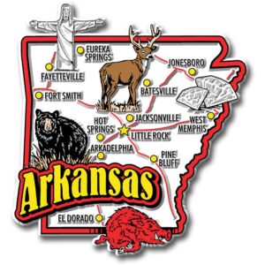 arkansas jumbo state magnet by classic magnets, 3.5" x 3.7", collectible souvenirs made in the usa