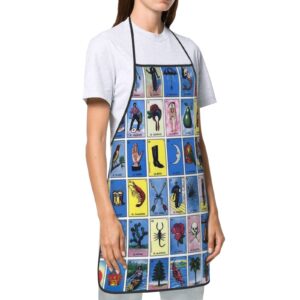 Colorful Mexican Bingo Cards Aprons Waterproof Chef Apron Bib Aprons For Women Men Kitchen Cooking Baking Gardening Bbq