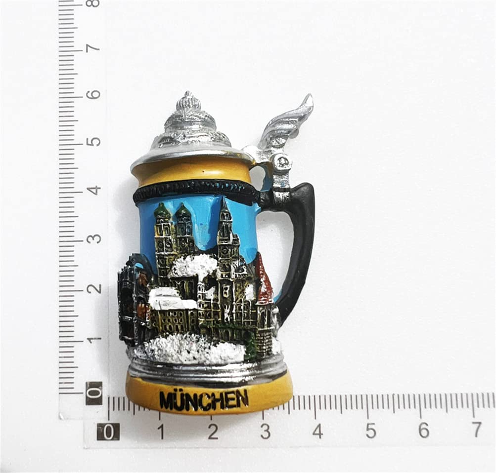 Beer Mug Munich Germany Refrigerator Magnet Travel Souvenir Fridge Decoration 3D Magnetic Sticker Hand Painted Craft