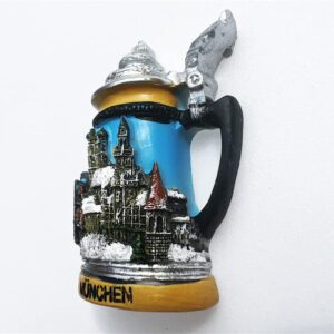 Beer Mug Munich Germany Refrigerator Magnet Travel Souvenir Fridge Decoration 3D Magnetic Sticker Hand Painted Craft