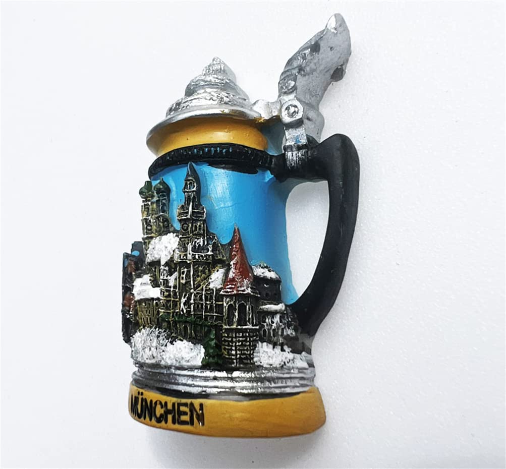 Beer Mug Munich Germany Refrigerator Magnet Travel Souvenir Fridge Decoration 3D Magnetic Sticker Hand Painted Craft