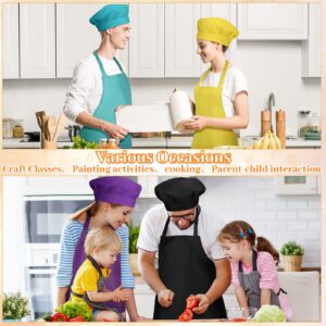 SATINIOR Apron Chef Hat Set Adult Apron with Pockets Adjustable Chef Hat and Apron Set Women Men Chef Hat Costume for Cooking (Stylish Colors,12 Sets)