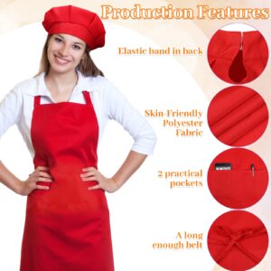 SATINIOR Apron Chef Hat Set Adult Apron with Pockets Adjustable Chef Hat and Apron Set Women Men Chef Hat Costume for Cooking (Stylish Colors,12 Sets)