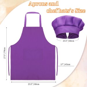 SATINIOR Apron Chef Hat Set Adult Apron with Pockets Adjustable Chef Hat and Apron Set Women Men Chef Hat Costume for Cooking (Stylish Colors,12 Sets)