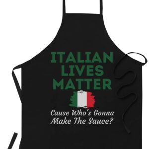 Food Black Apron - Funny Italian Lives Matter Cook Novelty Italy Flag T-Shirt Black Cooking Aprons