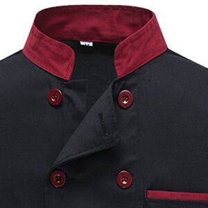 Chef Jackets Waiter Coat Short Sleeves Back and Underarm Mesh Size US: XL Black(Label:XXXL)