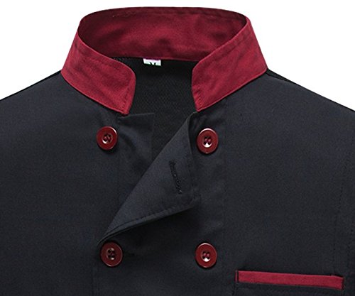 Chef Jackets Waiter Coat Short Sleeves Back and Underarm Mesh Size US: XL Black(Label:XXXL)