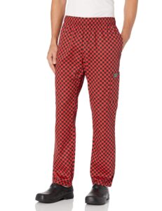 chef code chef pants, checkered red, large