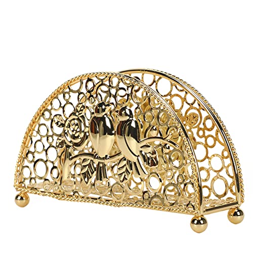 Napkin Holder Gold Paper Dispenser: Modern Metal Napkin Holder for Kitchen Dining Tables - Paper Cocktail Napkins Holders Organizer for Kitchen Restaurant Home Décor