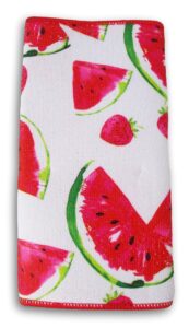 summer patterned dish drying mat - strawberries and watermelon - 11 x 17 inches