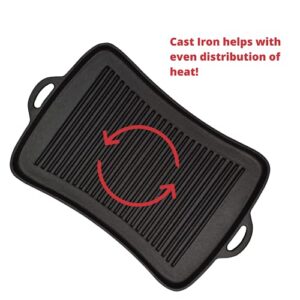 Jim Beam Cast Iron Fajita Pan with Wooden Trivet, Pre-Seasoned Ideal for Barbecuing and Camping, Large, Black