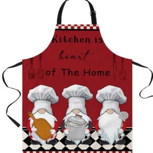 Yomandocix Chef Apron Adjustable Bib Aprons, Fat Chef Kitchen Cooking Apron with Pockets for Men Women Cook Gnomes