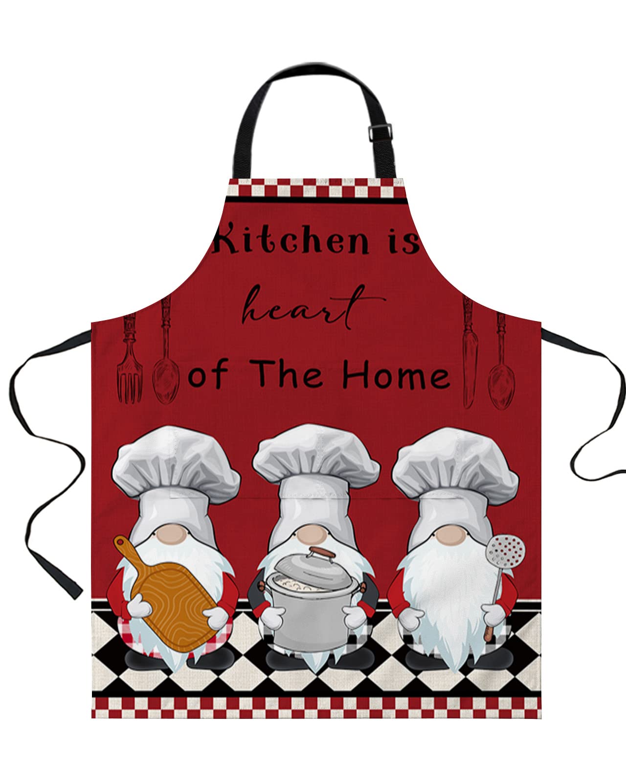 Yomandocix Chef Apron Adjustable Bib Aprons, Fat Chef Kitchen Cooking Apron with Pockets for Men Women Cook Gnomes