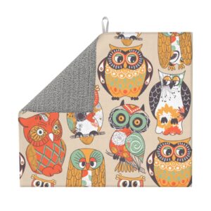 owl dish drying mat for kitchen counter decor and accessories 16 x 18 inch microfiber dish drainer rack mats