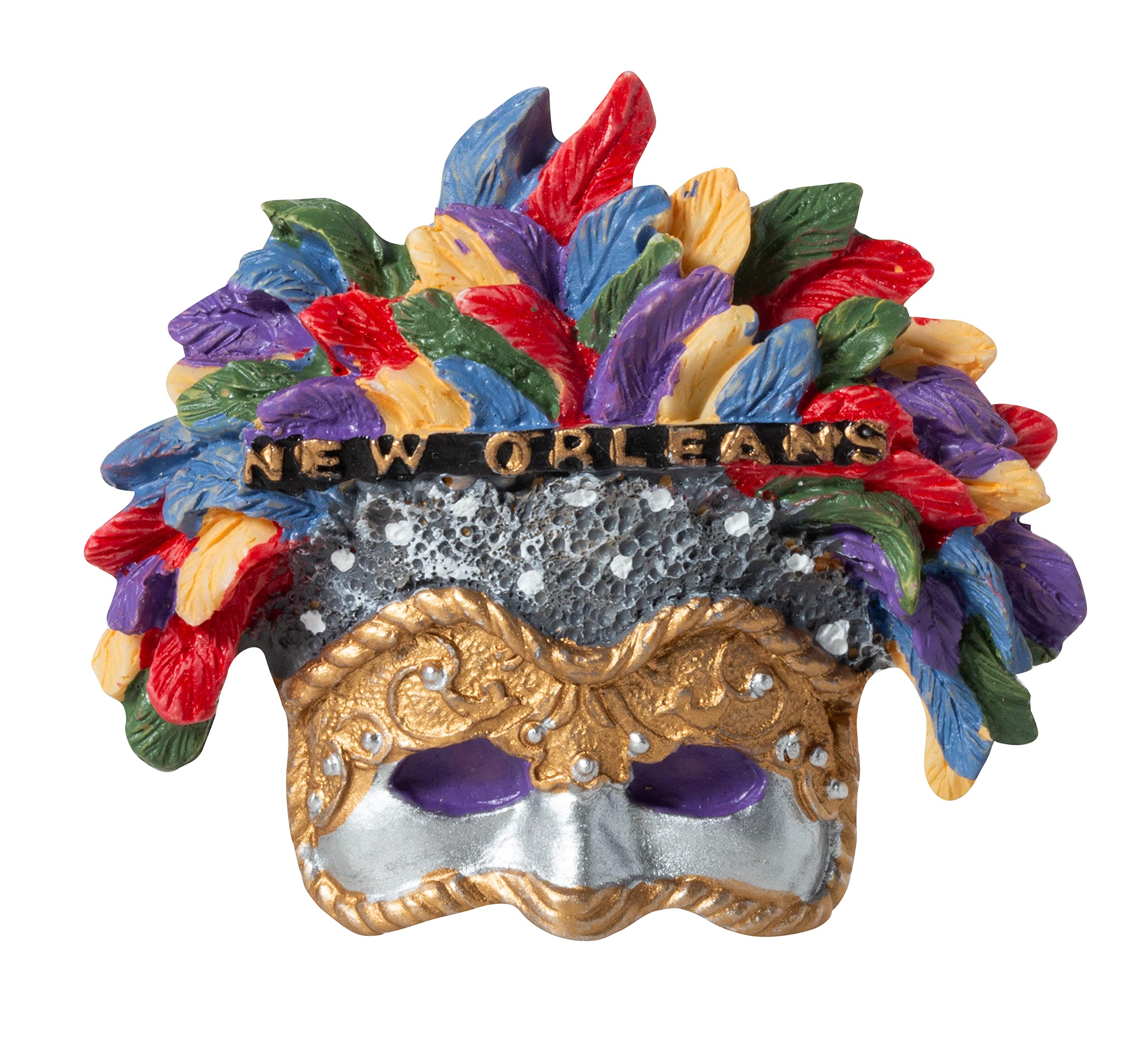 New Orleans Mardi Gras Feather Mask Souvenir 3D Poly Refrigerator Magnet