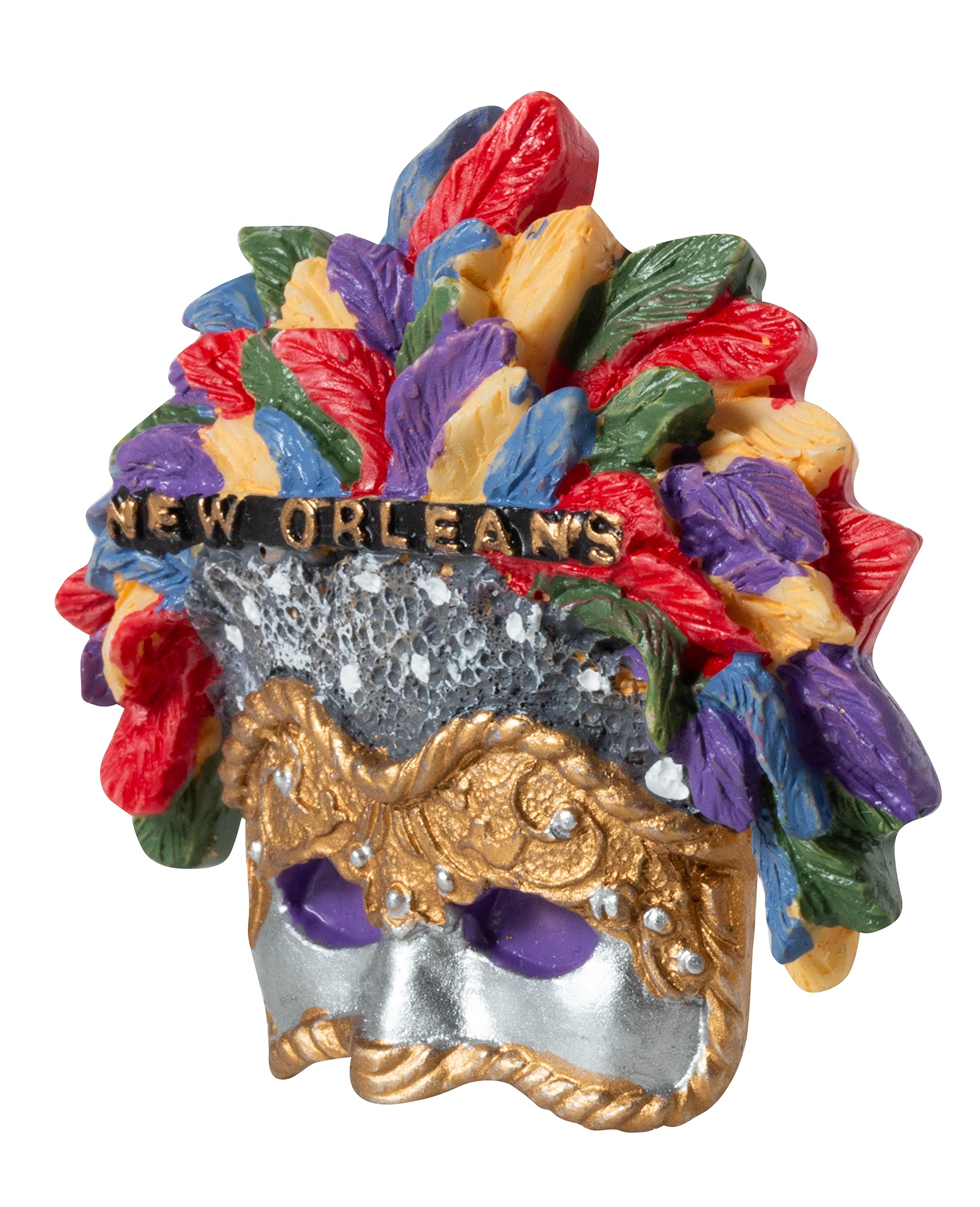 New Orleans Mardi Gras Feather Mask Souvenir 3D Poly Refrigerator Magnet