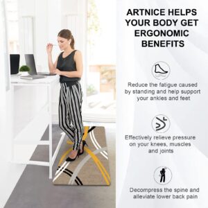 Artnice Mat for Standing Desk One Piece, Modern Abstract Design Anti Fatigue Mats for Kitchen Floor,Waterproof Memory Foam Kitchen Rugs,Cushioned Comfort Mat for Home & Office, 17.5"x32",Brown