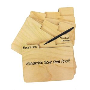 wood 4x6 recipe dividers (set of 9) with tabs - easily handwrite personalized text to recipe dividers for gift for the cook in your life