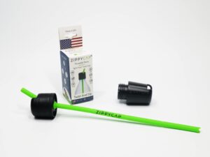 zippycap reusable silicone straw | built-in universal spillproof twist cap | green straw | single pack