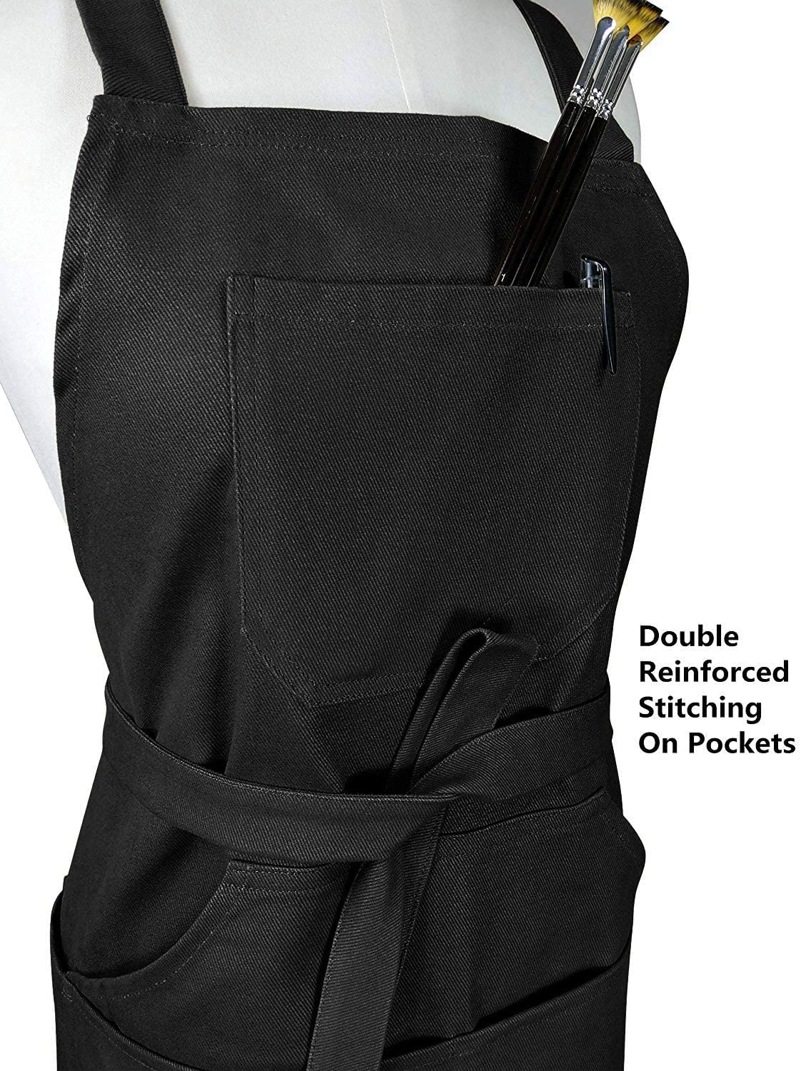 Aiden Brothers Work Apron with Large Pockets - Cotton Canvas - For Men, Women, 27"X31"