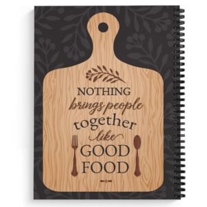 Treasured Recipes Personalized 8.5" x 11" Recipe Notebook, Durable Gloss Laminated Softcover, 120 Recipe Pages, Black Wire-o spiral. Made in the USA.