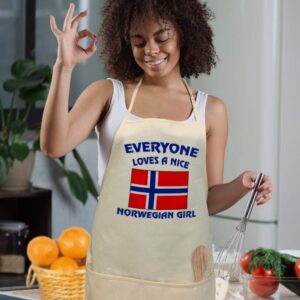 Everyone Loves A Nice Norwegian Girl Norway Norwegians Bib Kitchen Apron