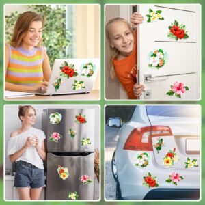 12 Pieces Cruise Door Magnets Hibiscus Refrigerator Magnets Cruise Magnets Car Decorative Magnets Frangipani Magnets Decal Locker Magnets for Carnival Cruise Ship Car Decor Hawaii Decoration