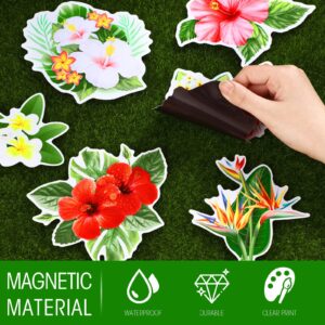 12 Pieces Cruise Door Magnets Hibiscus Refrigerator Magnets Cruise Magnets Car Decorative Magnets Frangipani Magnets Decal Locker Magnets for Carnival Cruise Ship Car Decor Hawaii Decoration