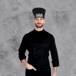 Funny Cotton Chef Hat The Last Time I Cooked, Black Adjustable Kitchen Cooking Hat for Men, Women, Mom, Dad, Friend, Chef Cooking, Baking Cap