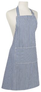 now designs narrow stripe cotton chef's kitchen apron, royal blue stripe 28 x 32 in