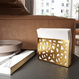 YJNSFT Napkin Holder for Table, Metal Tissue Paper Dispenser, Paper Stand for for Dining Table Kitchen Countertop (Gold)