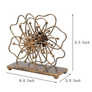 OwlGift Flower Style Napkin Holder, Freestanding Tissue Dispenser, Dining Table Napkin Storage for Home Kitchen Restaurant Picnic Party Wedding Housewarming – Bronze