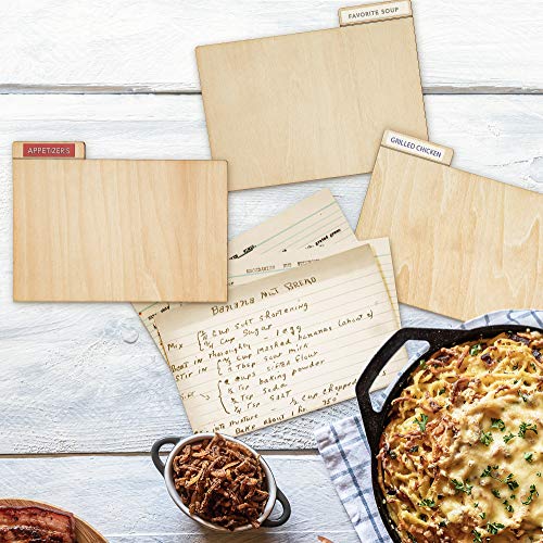 Prosumer’s Choice Blank Customizable Real Wood Recipe Cards | Versatile Dividers for Easy Storage of 4x6 inch Notecards | File Organizer and Storage for Home and Kitchen | Recipe Sorter