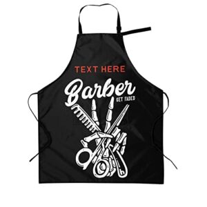 fovanxixi custom barber apron skull barber get faded hair stylist apron for women men, personalized text logo hair cutting apron, customized salon bib aprons for hairdresser barbershop