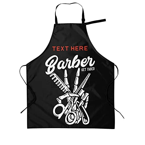 Fovanxixi Custom Barber Apron Skull Barber Get Faded Hair Stylist Apron for Women Men, Personalized Text Logo Hair Cutting Apron, Customized Salon Bib Aprons for Hairdresser Barbershop