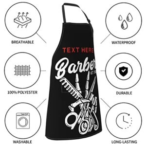 Fovanxixi Custom Barber Apron Skull Barber Get Faded Hair Stylist Apron for Women Men, Personalized Text Logo Hair Cutting Apron, Customized Salon Bib Aprons for Hairdresser Barbershop